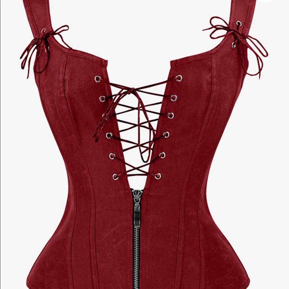 Charmain Renaissance Lace Up Boned Bustier Corset with Garters
